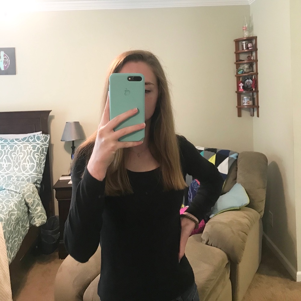 Ann Taylor Loft Black Long Sleeve Sweater